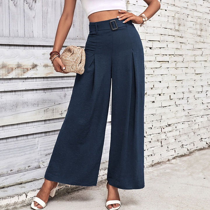 Elegant high waist wide trousers for women with belt and pleats Lune London