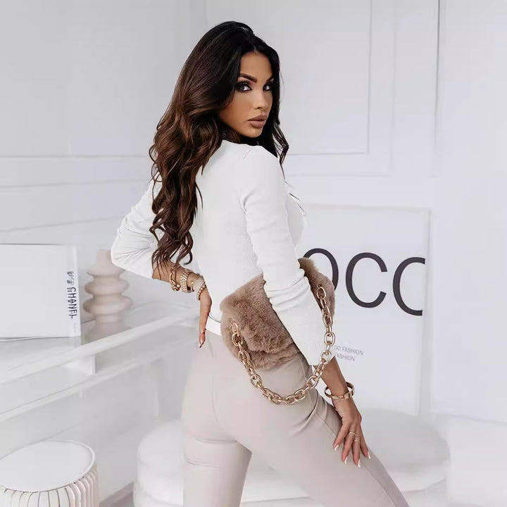 Ladies Long Sleeve Top with Chic Lace Inscription and Style