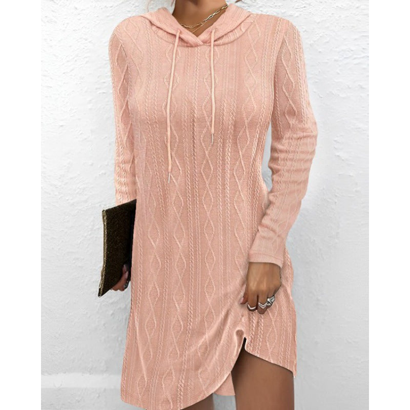 Robe en tricot pour femmes avec capuche et motif texturé Chic & Stil
