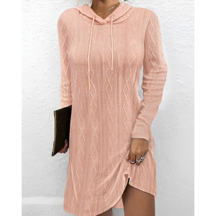 Robe en tricot pour femmes avec capuche et motif texturé Chic & Stil