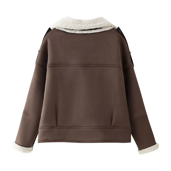 Ladies quilted coat fashionable and warm with colorful faux fur collar Lune London