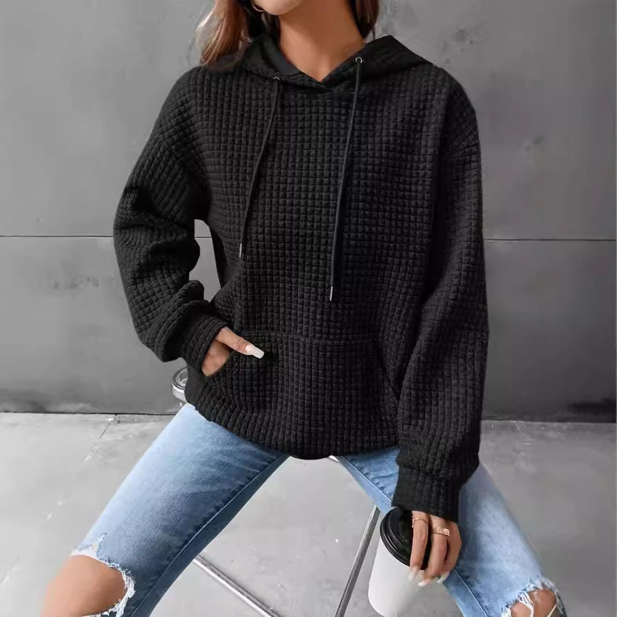 Ladies stylish hoodie with textured fabric Lune London