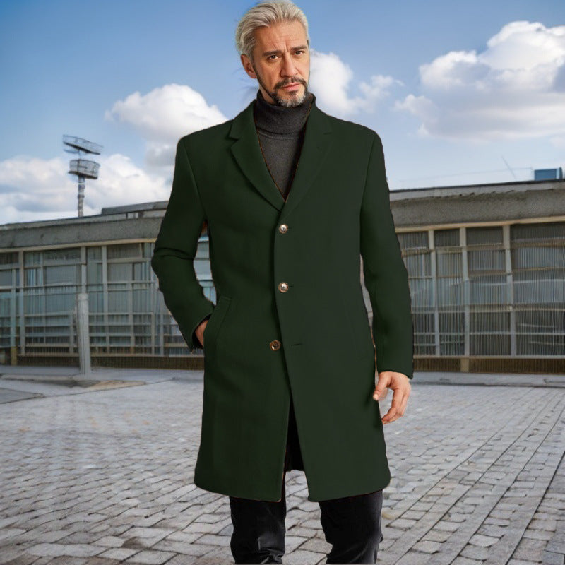 Men's Elegant Long Coat with Trendy Buttons and High-Quality Fabric Lune London