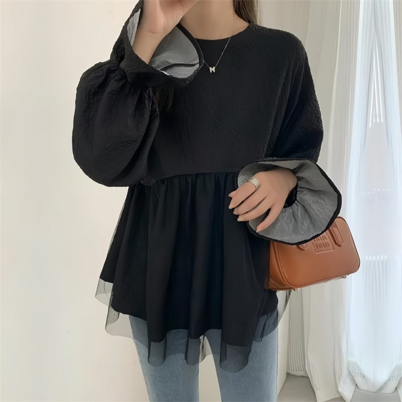 Women Peplum Blouse with Flared Sleeves Lune London
