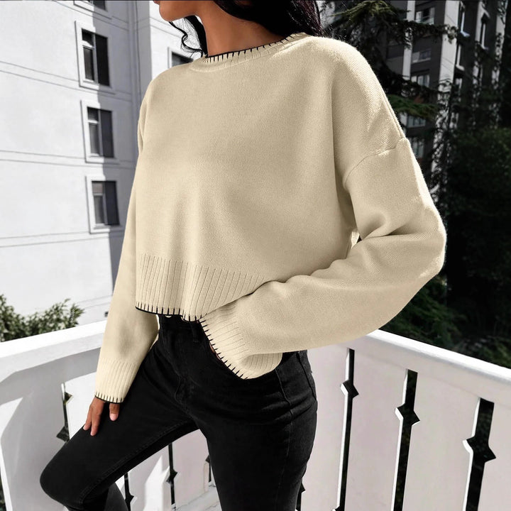 Lune Londonl women's casual cropped sweater with fine ribbed knit