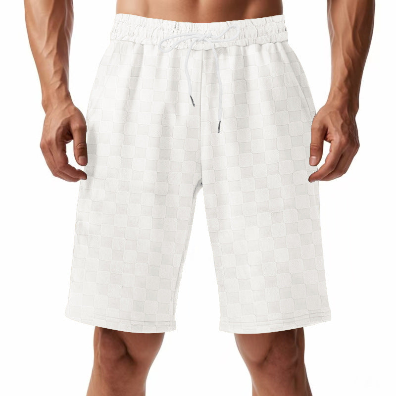 Casual beach shorts for men with elastic waistband and modern checked pattern Lune London