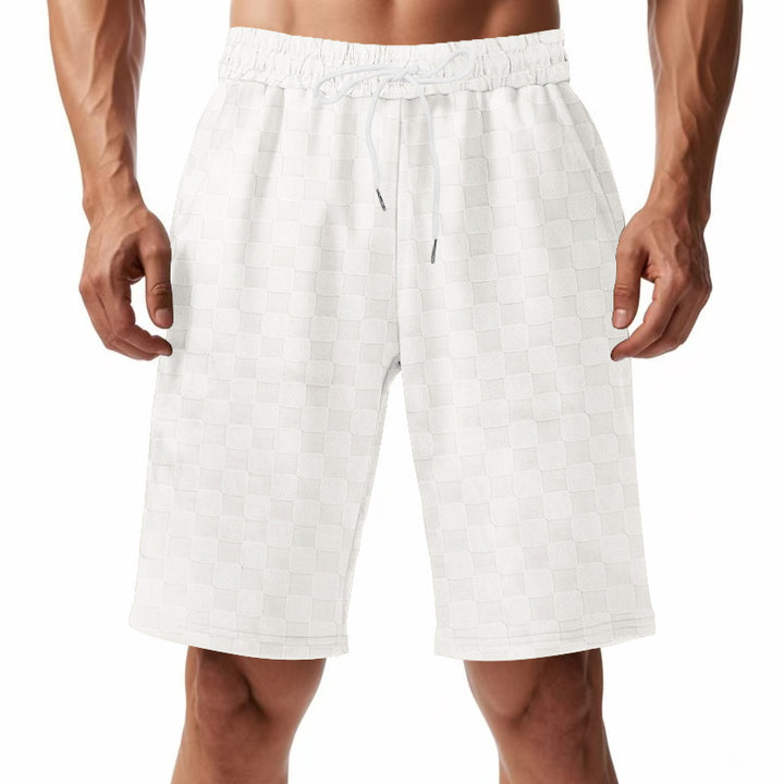 Casual beach shorts for men with elastic waistband and modern checked pattern Lune London