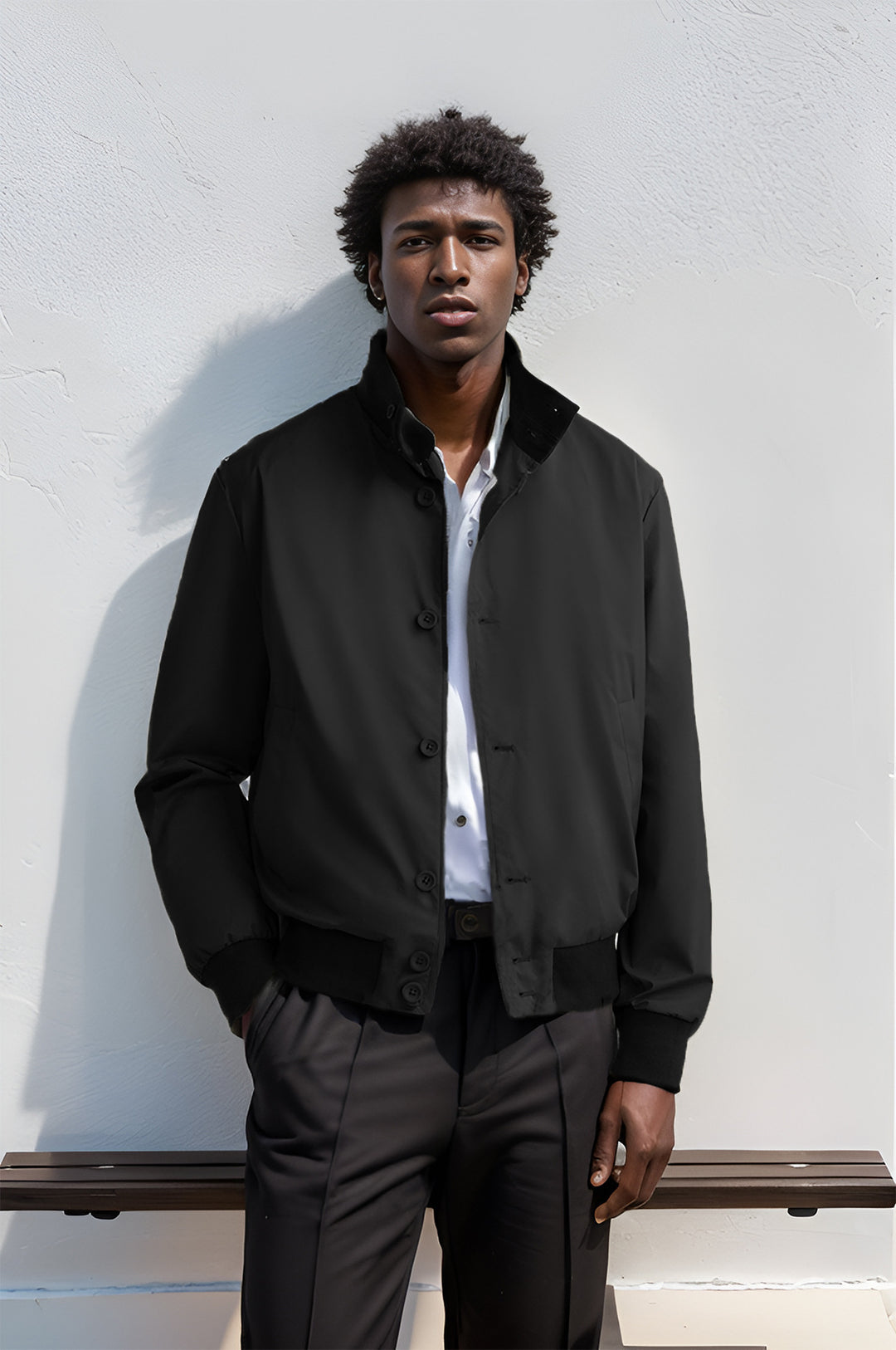 Trendy casual jacket for men with protective high collar and practical pockets Lune London