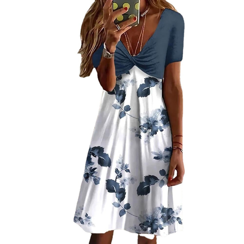 Flower cocktail dress for women with V-neck Lune London