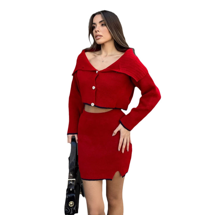Women's set with high-neck crop top and mini skirt Lune London