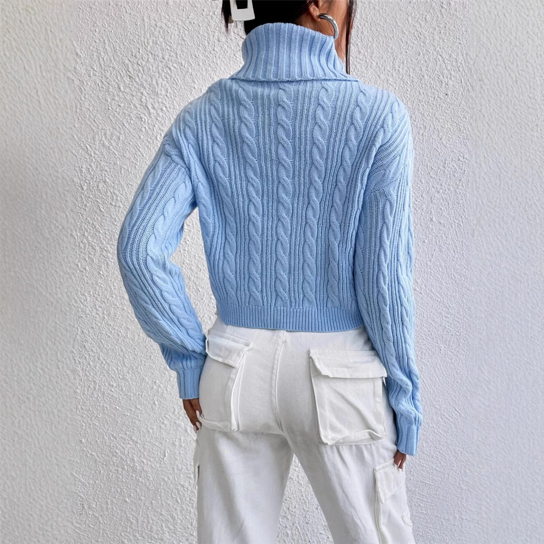 Chunky knit sweater for women with high collar Lune London