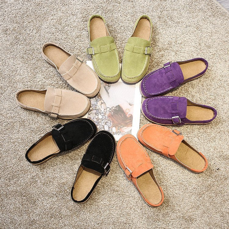 Ladies comfortable loafers with fashionable buckle detail Lune London