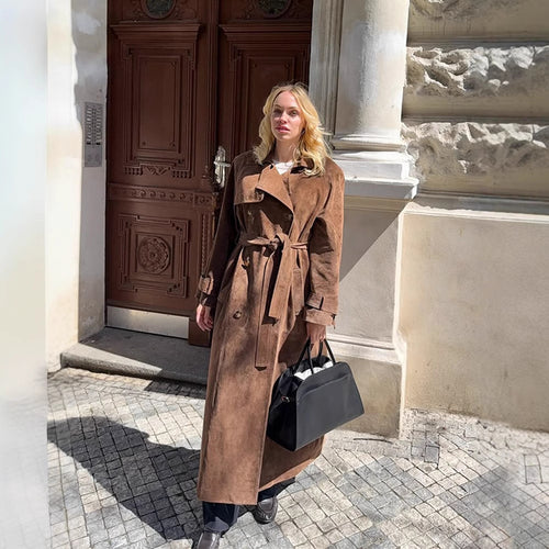 Long coat for women in soft suede Lune London