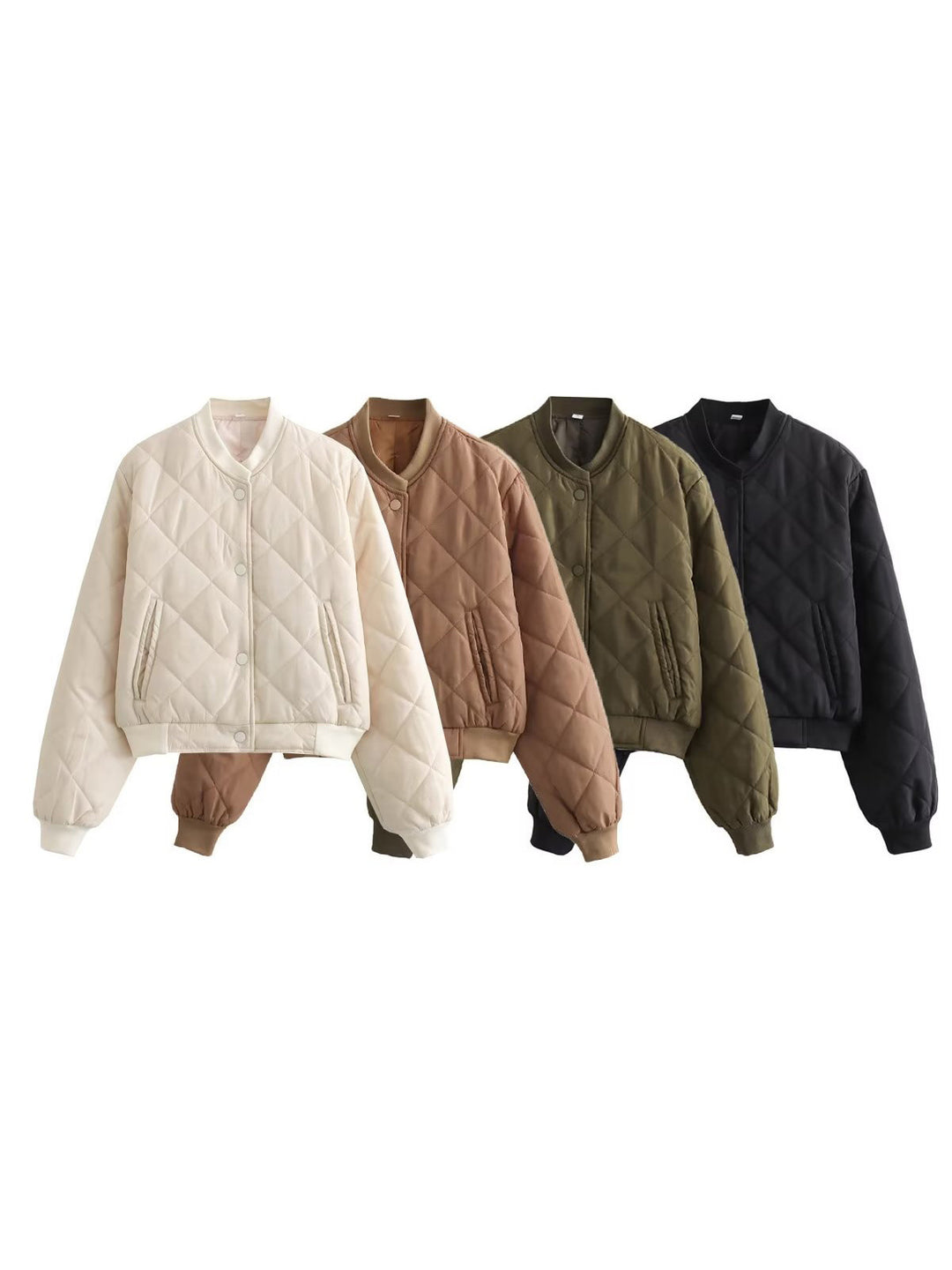 Quilted bomber jacket for women with practical pockets and elastic waist Lune London