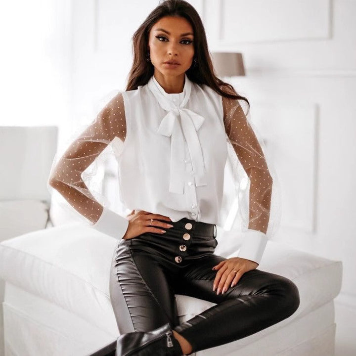 Women Elegant blouse with transparent sleeves Lune London