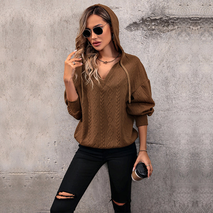 Women's sweater with hood and textured design Lune London