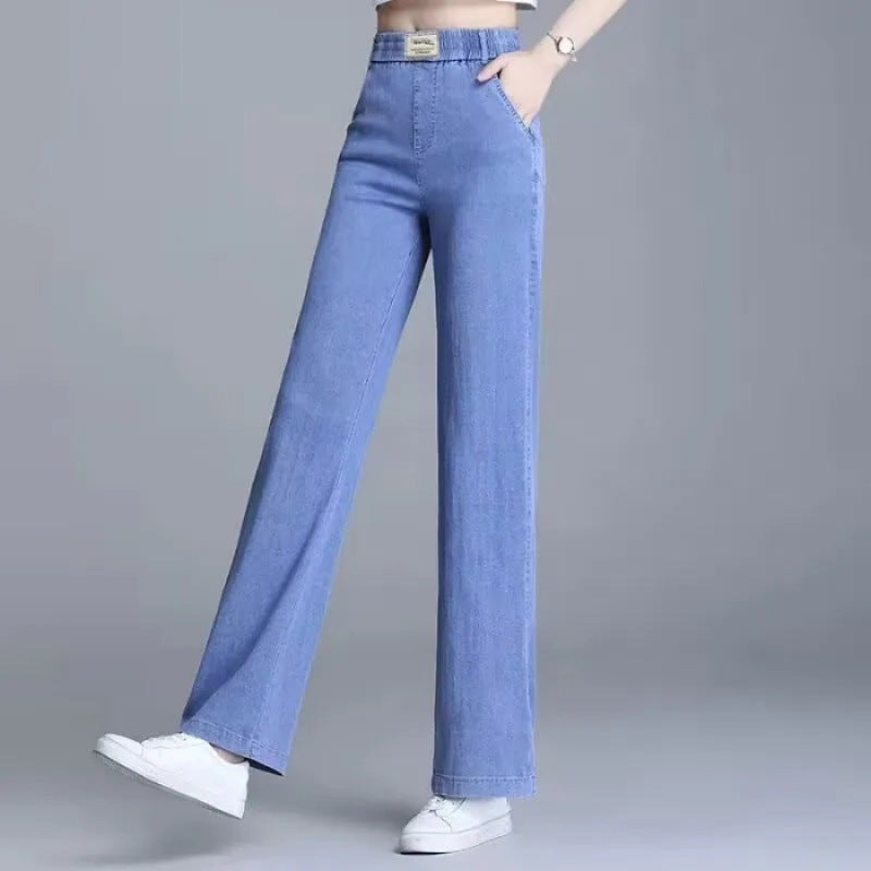 Women's Loose Jeans with Elastic Waistband and Practical Pockets Chic & Stil