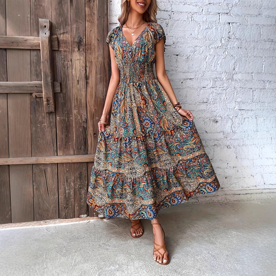 Boho Chic printed paisley maxi dress