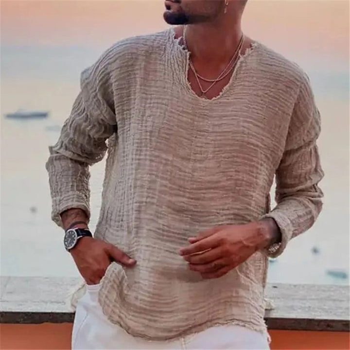 Casual linen shirt for men V neck Lune London
