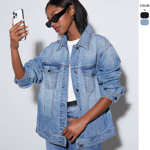 Chic & Stil Oversized Denim Jacket for Women
