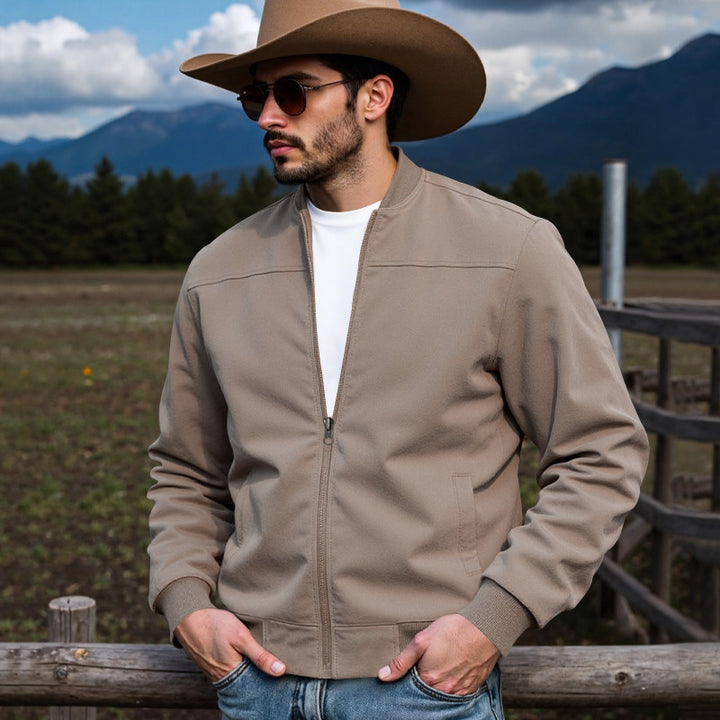 Men's bomber jacket with practical side pockets and contrasting cuffs Lune London