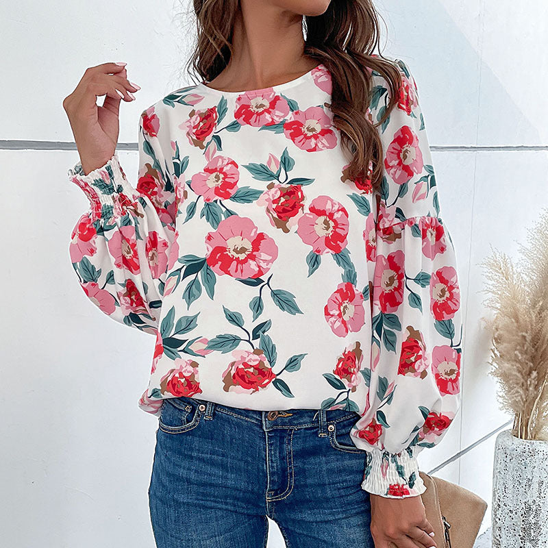 Women's blouse with floral patterns and voluminous sleeves Lune London
