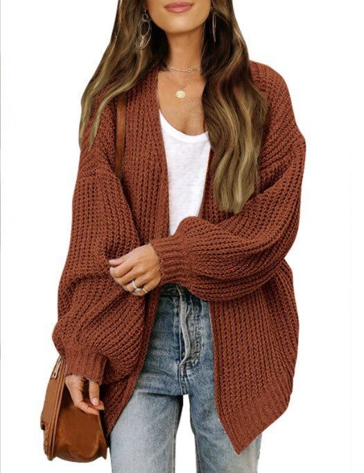 Chunky knit women's jacket with dropped shoulders and relaxed fit Lune London
