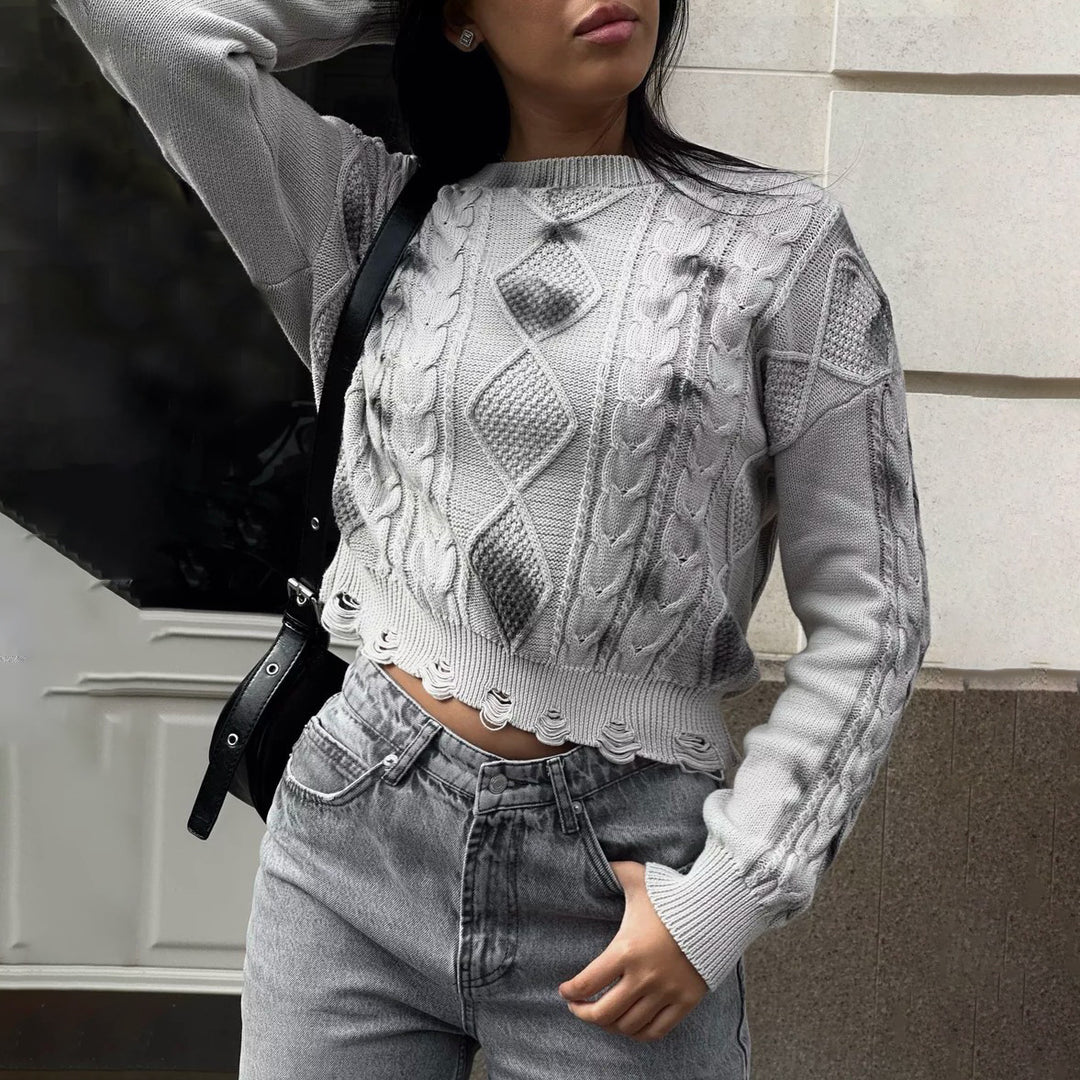Lune London Ladies Knit Sweater with Graphic Pattern and Relaxed Fit