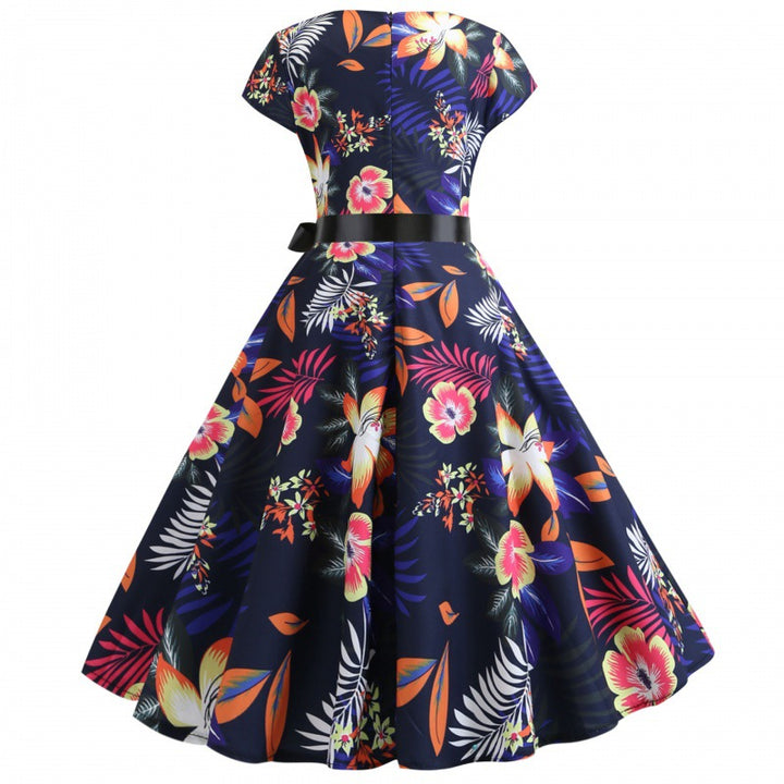 Robe midi pour femme avec design floral et jupe évasée Chic & Stil