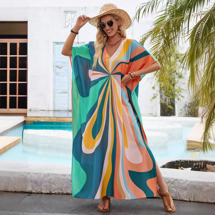 Lune London Women's Bright Patterned Kaftan Dress