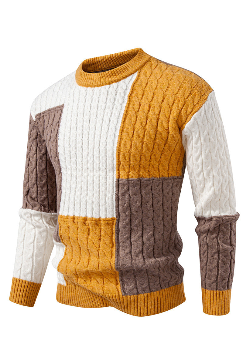 Modern knitted sweater for men with a creative color block look Lune London