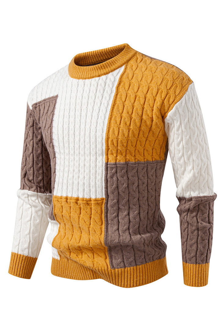 Modern knitted sweater for men with a creative color block look Lune London
