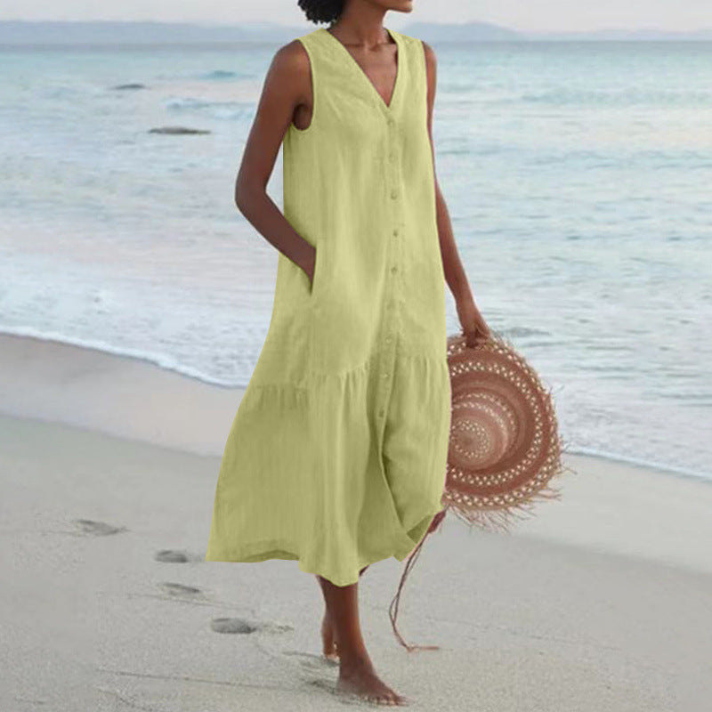 Ladies chic summer linen dress
