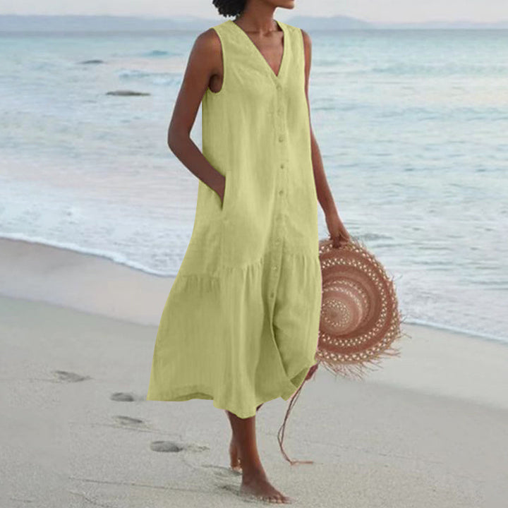 Ladies chic summer linen dress
