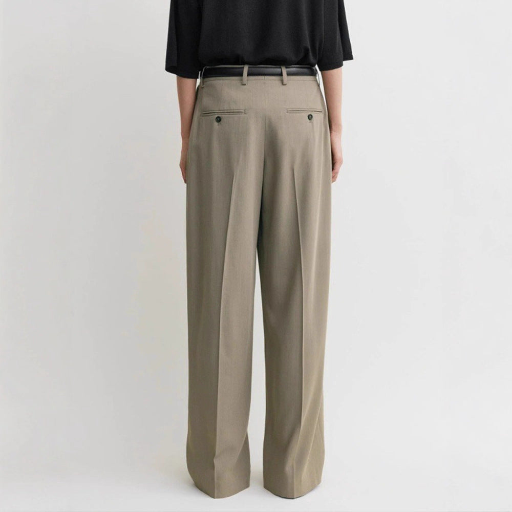 Pantalons élégants pour femmes taille haute avec jambe large et finition de surface stylée Chic & Stil
