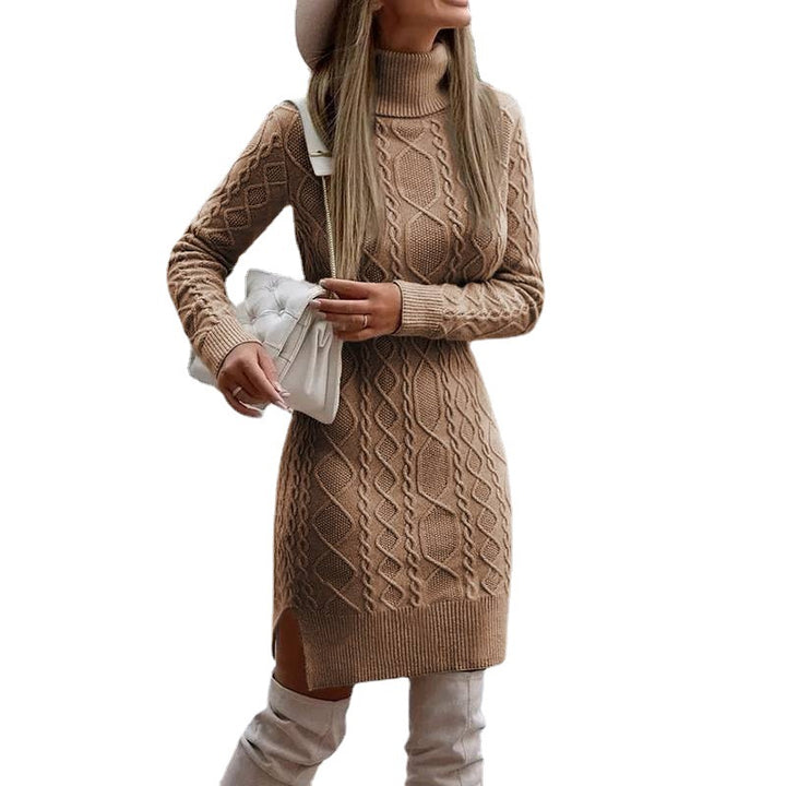 Lune London Women's Knit Dress with Turtleneck