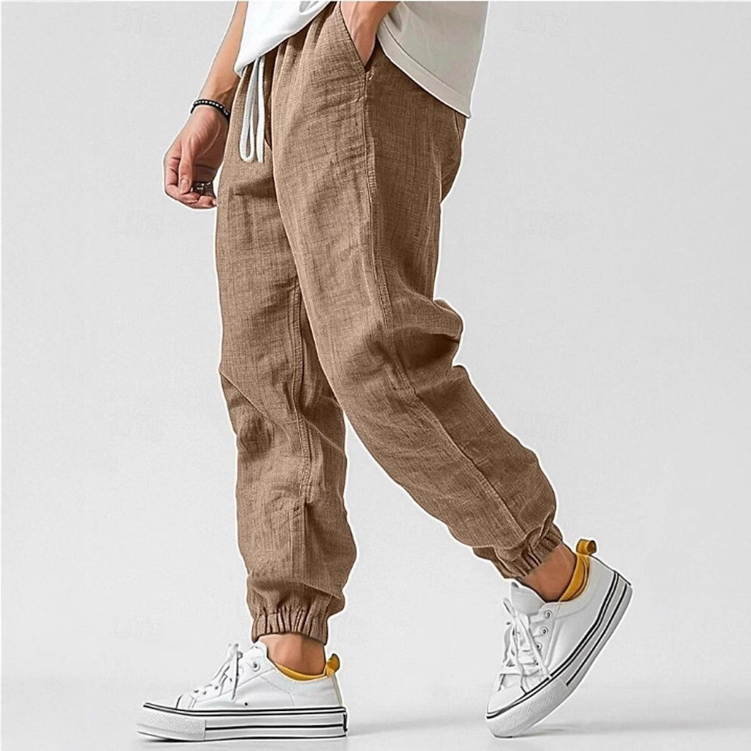 Men's Comfortable Linen Pants with Elastic Waistband and Side Pockets Lune London