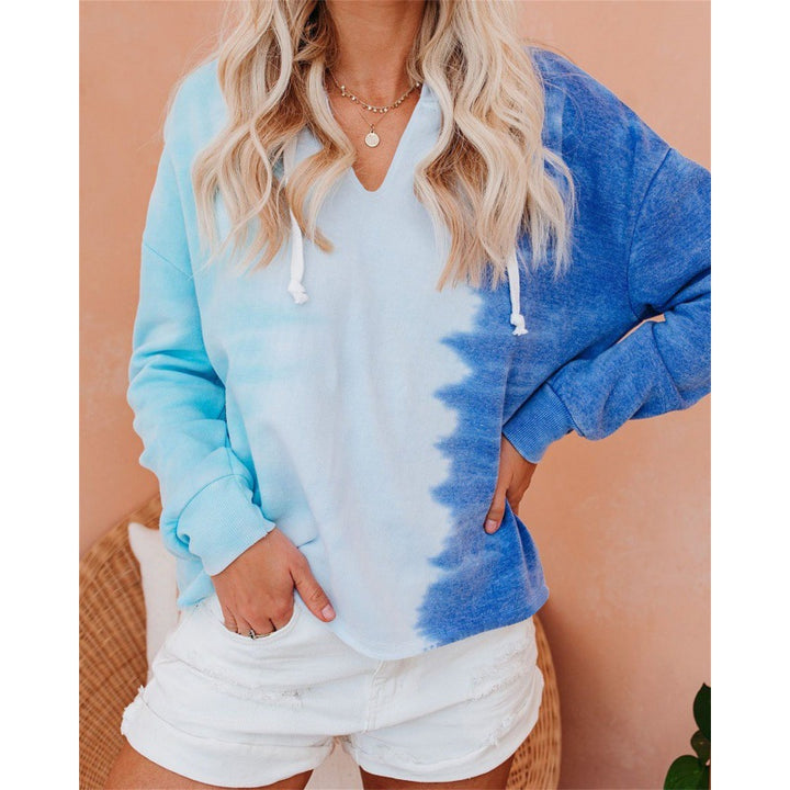 Haut à capuche pour femme à col en V avec design tie-dye Chic & Stil