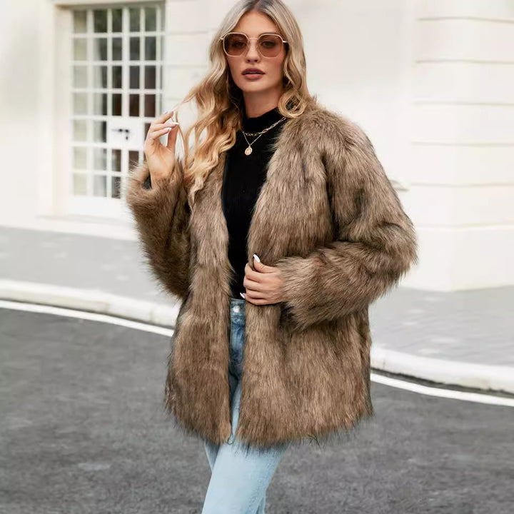 Ladies Chic and Stylish Faux Fur Jacket