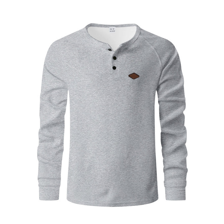 Men's long-sleeve Henley shirt with textured surface Lune London