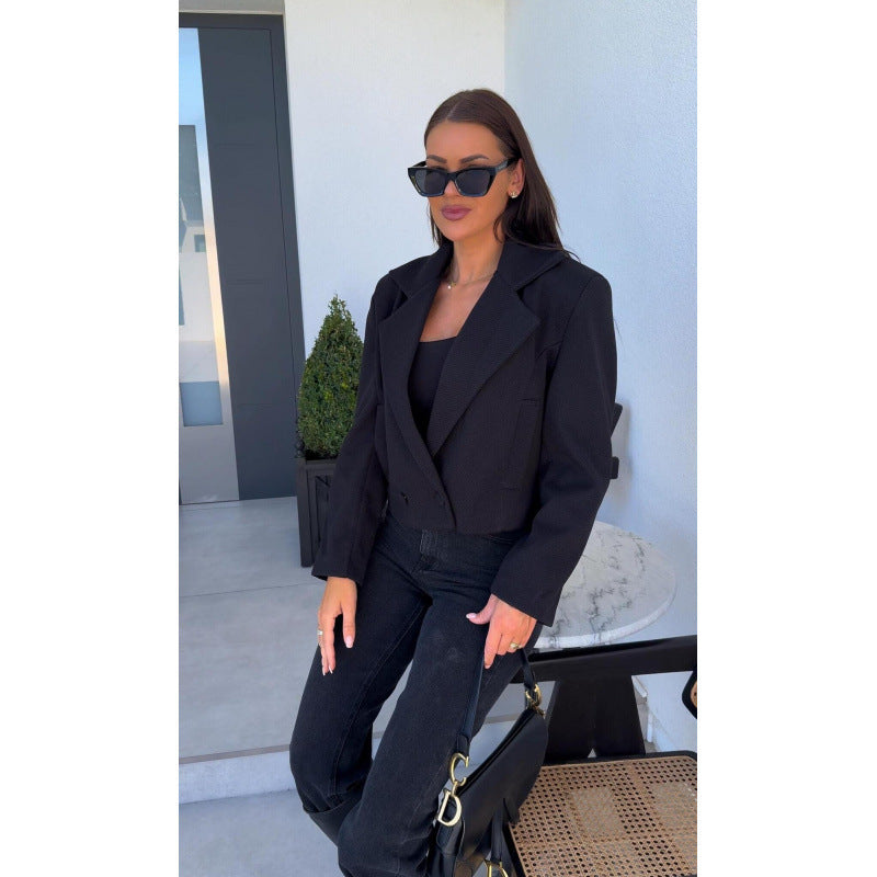 Cropped double-breasted blazer jacket for women Lune London