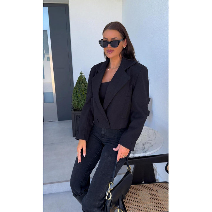 Cropped double-breasted blazer jacket for women Lune London