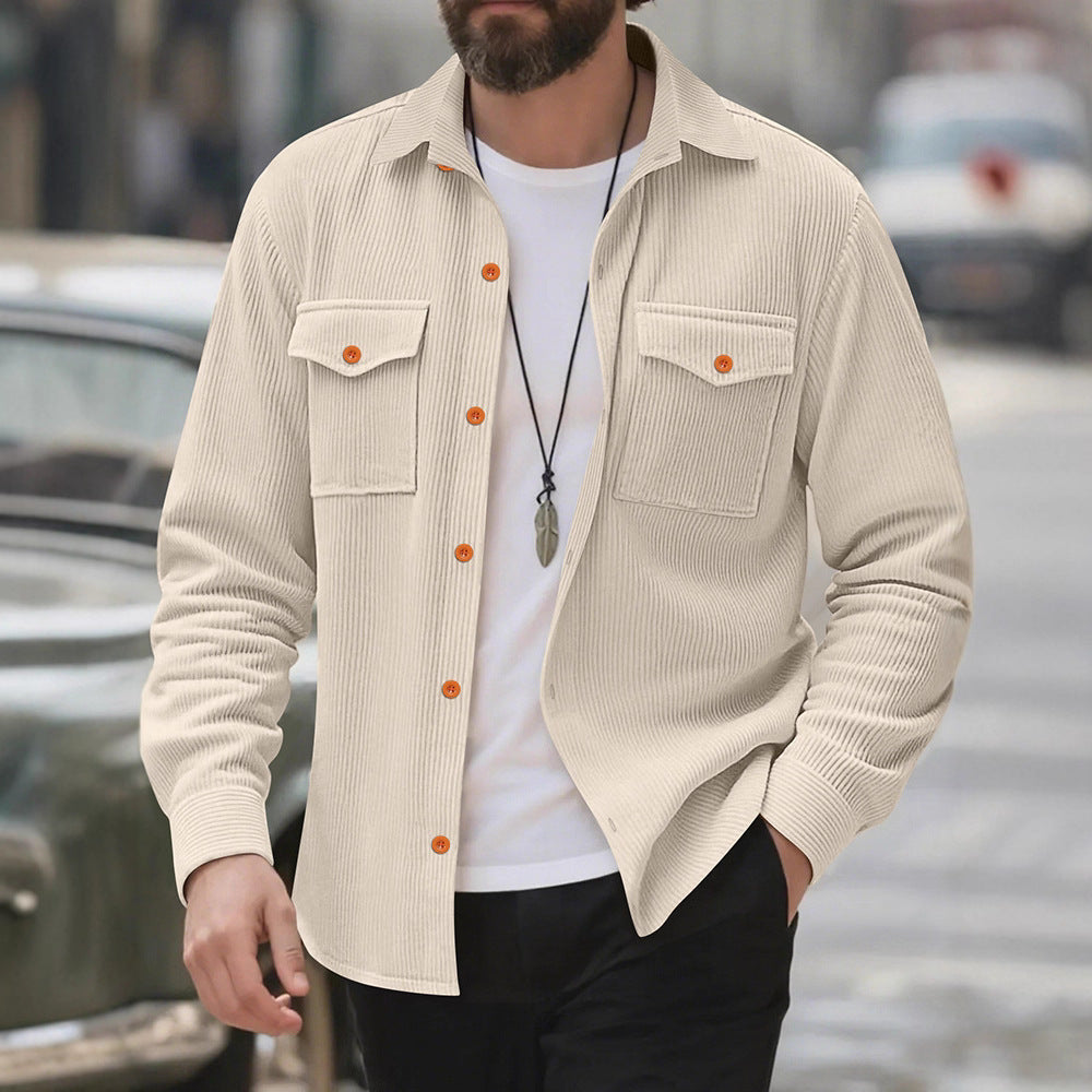 Corduroy shirt for men with double chest pockets and modern fit Lune London