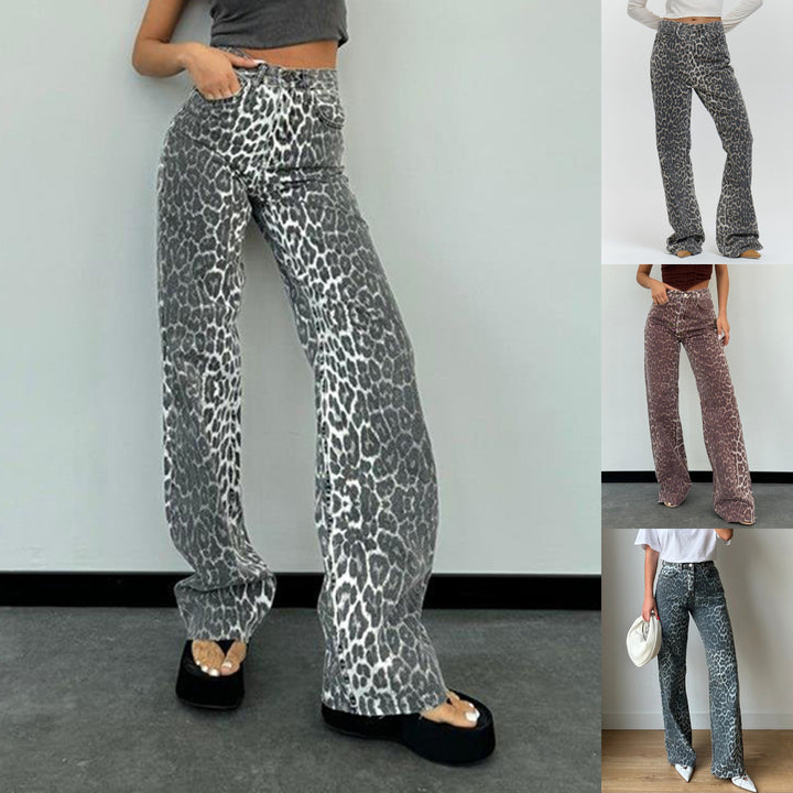 Leopard print high waist cargo jeans for women Lune London