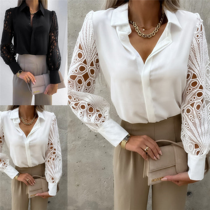 Ladies Elegant blouse with romantic lace sleeves Lune London