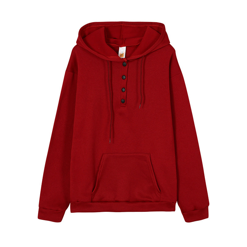 Hooded sweatshirt for women with button details and practical kangaroo pocket Lune London