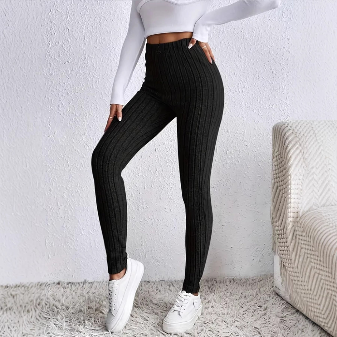 Leggings côtelés tricotés taille haute pour femmes Chic & Stil