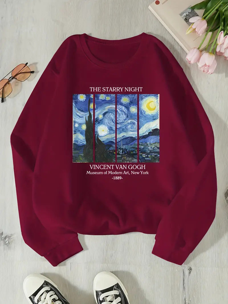 Sweat-shirt pour femmes avec motif artistique classique de Van Gogh Chic & Stil