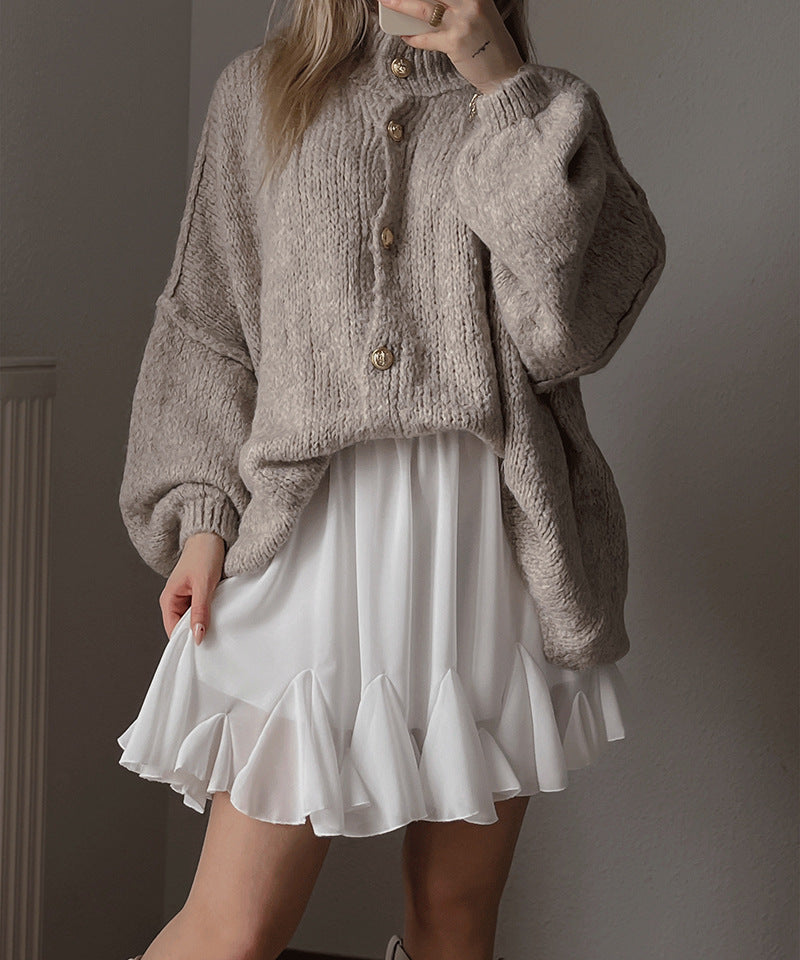 Pull en tricot oversize confortable pour femme avec coupe moderne et manches volumineuses Chic & Stil