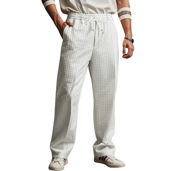 Men's casual leisure pants with comfortable drawstring and checkered pattern Lune London